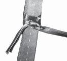 Split the plies of the left front suspension sling. Route two lengths of the /-inch tubular webbing through the plies of the sling from inboard to outboard about 3 feet.