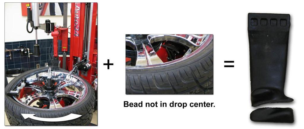 head breaks at the mount/demount end the tire bead was not in the drop center when