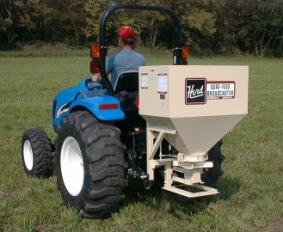 3-POINT HITCH BROADCAST SEEDER Model 750 3-Point Seeder for Category 1 Tractors 14 Gauge Steel Hopper with Round Base; Prevents Lodging of Material and Assures Even Feeding Quick-Tach PTO Shaft and