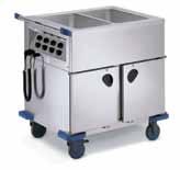 Food serving trolleys Food serving trolleys, heatable, closed Synthetic castors, corrosion-resistant in compliance with DIN 18867-8, 125 mm dia.