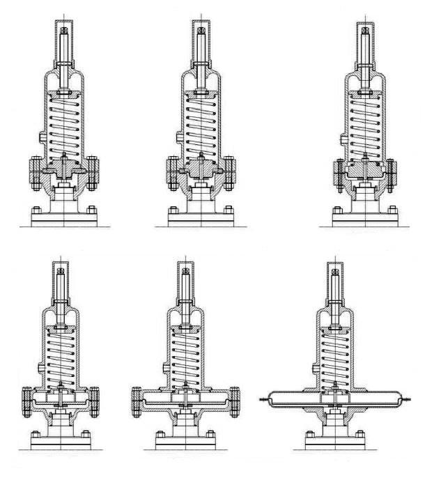 MK508BPM/0815 MK508BPM Actuators The drawings to the left show all our available actuators, which are perfectly interchangeable according to the desired pressure regulation (please refer to Table 3).