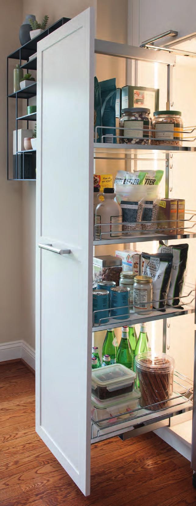 DISPENSA PANTRY UTILIZES THE FULL WIDTH AND HEIGHT OF TALL CABINETS COMPLETELY ELIMINAT- ING