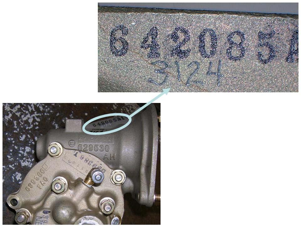 FIGURE 1 Example of vibro-peened manufacturer code New and rebuilt compliant starter adapters supplied by Continental Motors Inc (CMI) are identifiable