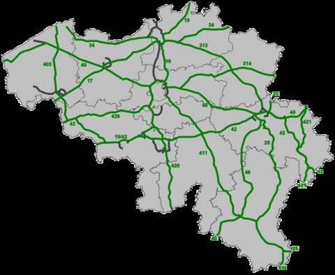 (57,8 km highway per 1000 km²) Central location in the EU 54% of truck vehicle km = non BE Large population of passenger cars: