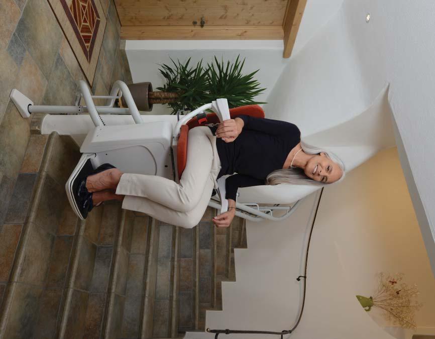 Stairway lifts ALPHA Elegantly and safely up the stairs with the Alpha curved chair stairlift ALPHA The chair stairlift for curved staircases The Alpha stairlift can eliminate the barrier of stairs