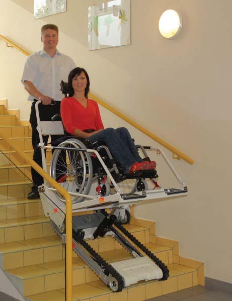 Wide double tracks are steel-reinforced and securely grip all types of stair designs and materials Stairclimbers COLLECTION An integrated loading ramp with non-skid surface makes wheelchair boarding