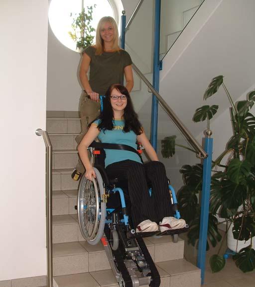 A stable and self-supporting construction allows save operation on different types of staircases Various safety features ensure a safe attaching of the wheelchair to the stairclimber A powerful motor