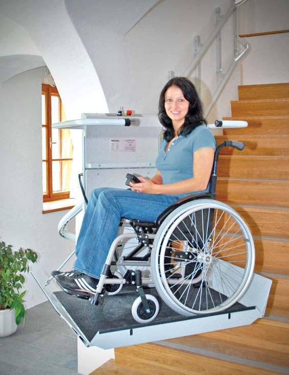 Platform stairlift OMEGA OMEGA Mounted directly to the wall the lift leaves maximum clearence on the staircase The platform stairlift for curved staircases The OMEGA platform lift gives wheelchair