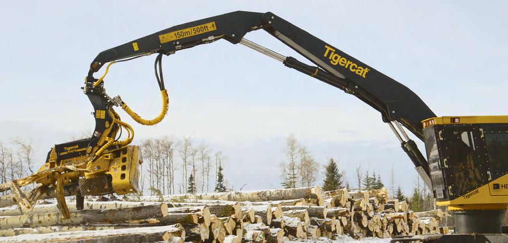 HIGH SPEED, HIGH PERFORMANCE, HIGH EFFICIENCY Tigercat s patented ER technology allows the machine operator to extend and retract the boom on a horizontal plane smoothly and quickly using a single