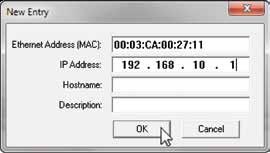 6.1 Setting the IP address of the sensor Each sensor comes from the factory with BOOTP and DHCP modes active, and a unique MAC ID (see sensor label).