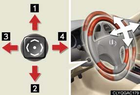 Steering Wheel 1 2 3 4 Up Down Away from the driver Toward the driver The steering wheel retracts automatically when the ENGINE START STOP switch is turned to allow for
