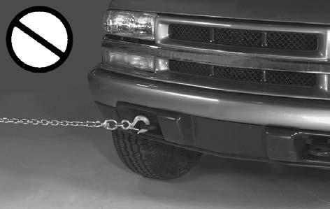 {CAUTION: These hooks, when used, are under a lot of force. Always pull the vehicle straight out. Never pull on the hooks at a sideways angle.