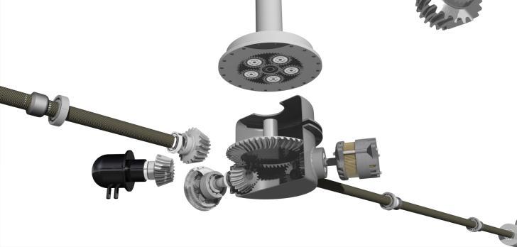 The propeller hub is a controllable pitch design with a faired spinner to minimize drag. An electro-hydrostatic actuator controls the pitch of the propeller through a slider in the propeller hub.