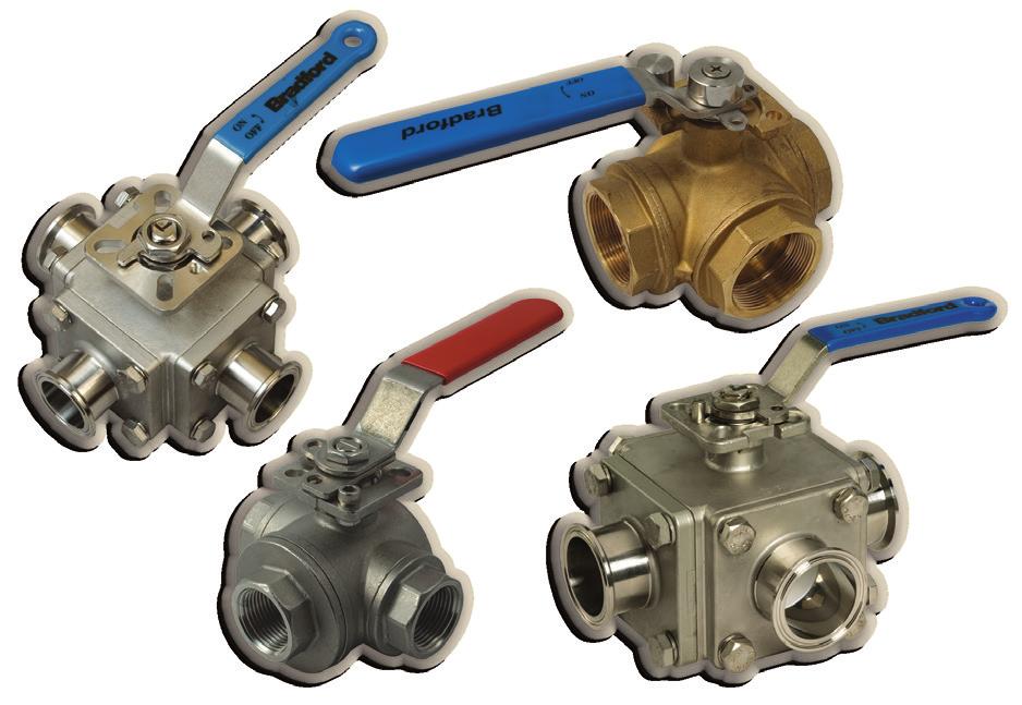 selection of Bradford ball valves with an assortment of end connections.