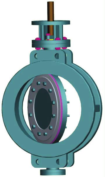STRUCTURE The taper bevel shearing triple offset metal seal butterfly valve makes the center line of the seat from a polarization in angle with the central line of the valve bush, based