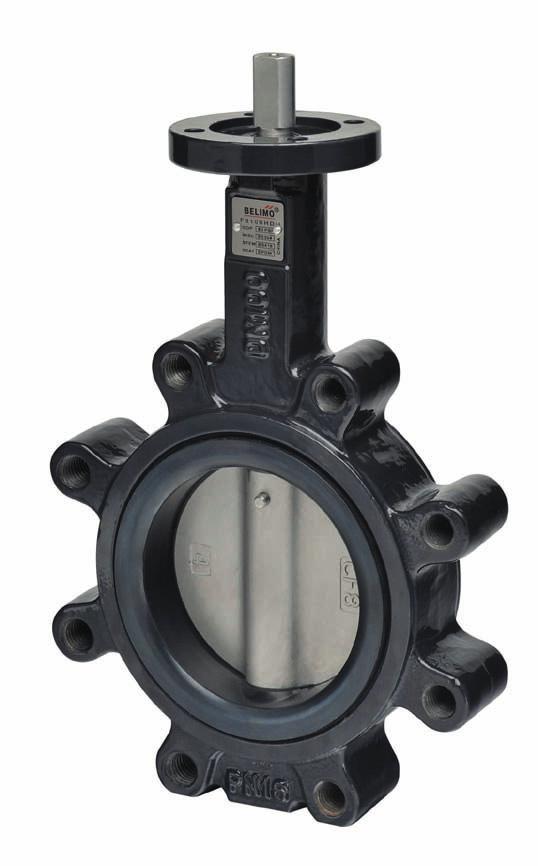 F6 HU utterfly Valves 2 12 uctile Iron Lug ody Resilient Seat, 304 Stainless isc 50 psi bubble tight shut-off Long stem design allows for 2 insulation Valve face-to-face dimensions comply with PI 609
