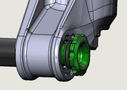 1. Insert the front wheel back onto the bike. Make sure the hub fit into the drop outs, then insert the thru axle from the non-disc side.