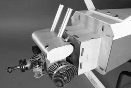 4-Stroke Glow Engine Installation Required Parts Fuselage assembly Pushrod connector 2mm washer 2mm knurled nut 4mm locknut (4) 4mm washer (8) Throttle pushrod tube, 16 1 / 2 -inch (420mm) Throttle