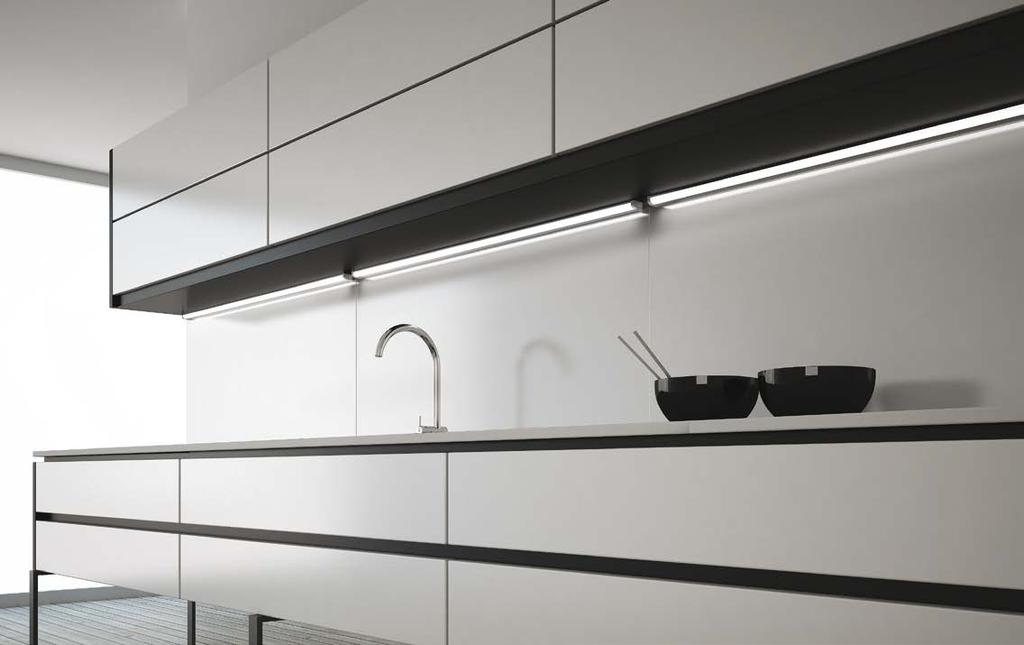 18 LEAF HE TLD LEAF HE TLD Under cabinet surface LED profile natural white aluminium aluminium HE LED module (with high linear density) under kitchen cabinet surface * values referred to LEAF HE TLD