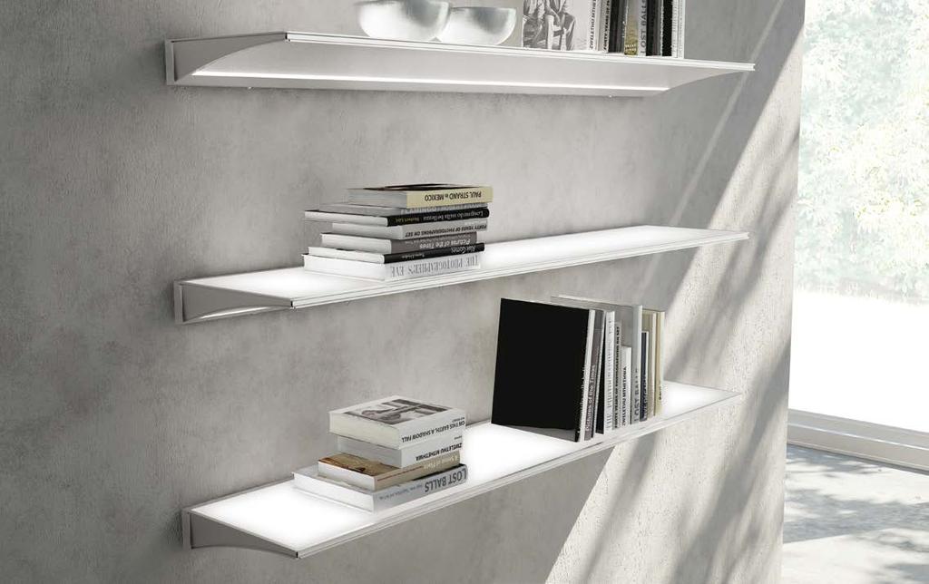 04 ALA HE TLD ALA HE TLD Giuseppe Bavuso Shelf with integrated lighting natural white aluminium and glass aluminium HE LED module (with high linear density) universal against wall Registered * values