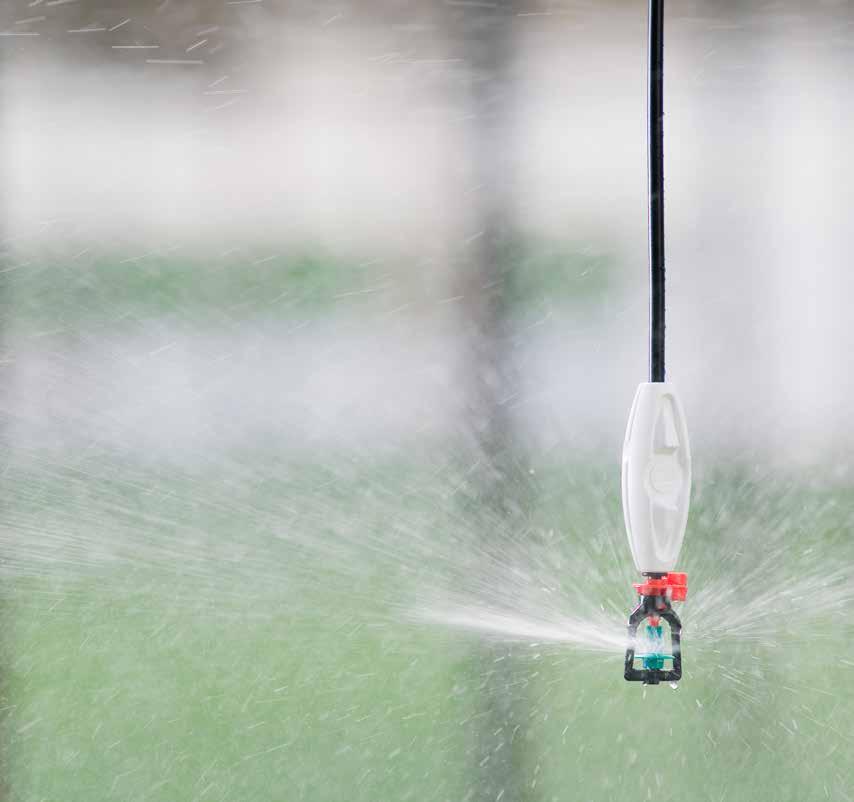 Emission Devices Sprinklers Rondo Micro Sprinkler Consistent Spray Pattern 1. Rondo Press-Fit The Rondo Micro Sprinkler is a medium range sprinkler that is a great choice for greenhouses.