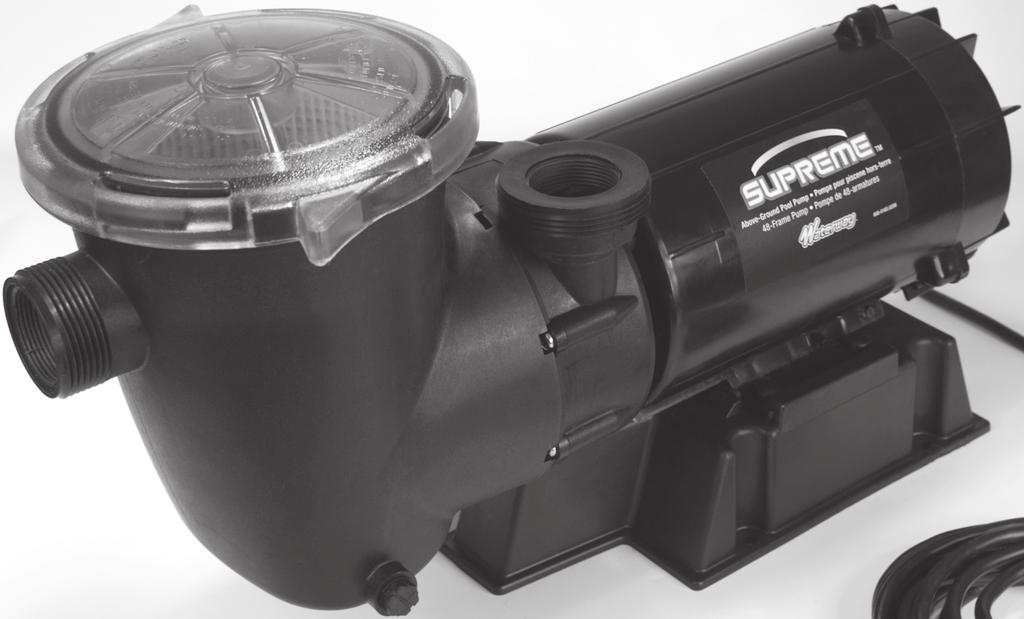 CSA / CSA Supreme - 48-Frame - Above Ground - Pool Pump 1 1/2" union threads / 1 1/2" FPT Intake and 2" union threads / 1 1/2" FPT discharge Weatherproof motor housing On / Off Toggle Switch 25 ft.