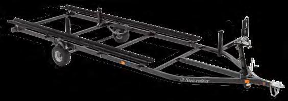 Suncruiser custom trailers are factory-matched to cradle your boat, motor securely and track