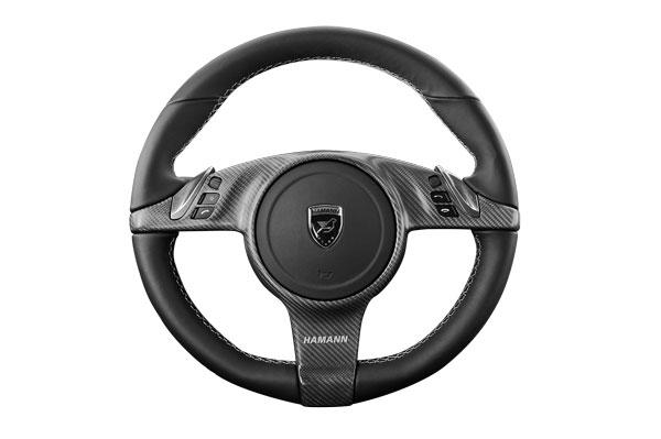 Accessories airbag sport steering wheel 3spoke design in leather black with applications in alcantara including HAMANN steering wheel emblem (