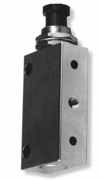 Model 3MV8 Model 4MV8 Bimba 3-Way Disc Air Valve Operates single acting cylinders. Full 1/8" orifice 1/8" NPT inlet and outlet ports.