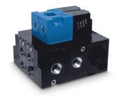 Direct solenoid and solenoid pilot operated valves Series 45 Function Port size Flow (Max) Manifold mounting Series 4/2 M5 - G1/8 110 Nl/min OPERTIONL ENEFITS 1.