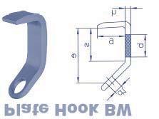 97 Plate Hook For lifting sheet metal stacks and boards. :1 For Chain e s b h d1 g 5700 9/32" + 5/16" 5.16 3.15 1.97.71 1.10 2.17 2.7 8800 3/8" 6.18 3.9 2.