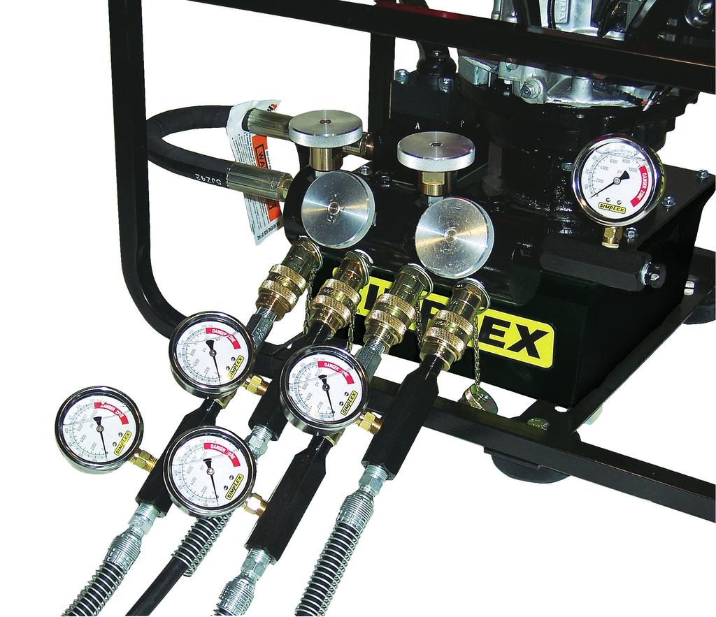 incorporating SIMLEX liquid filled gauges in your hydraulic circuit. Also, SIMLEX offers digital gauges to meet any demanding requirement for accuracy.