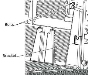 INSTALLATION PROCEDURE: (continue) Fig. 5 5) Result should be similar to Fig. 5. Fig. 6 6) Insert bracket between bed liner and bed metal and line up bracket holes with holes in bed metal. See Fig 6.