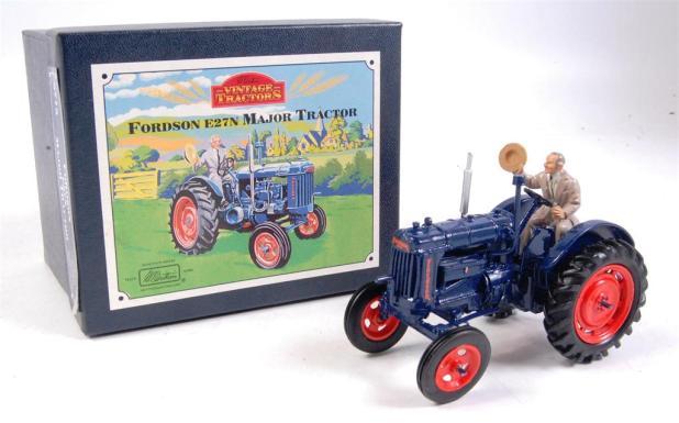 35-50 1241 Britains, Vintage Tractors series, 8715 Fordson E27N Major tractor, dark blue body with orange wheel and 'Fordson' cast into side, with leaflet and instructions, sold in foam packed black