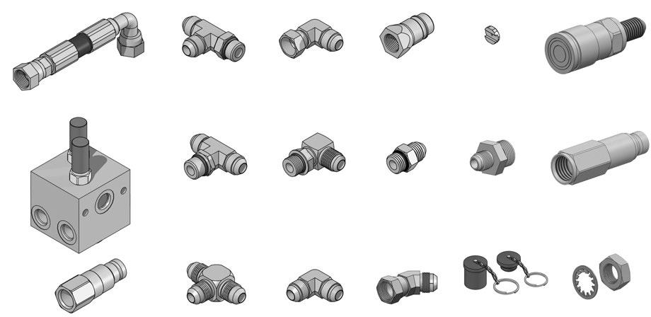 Hydraulic Routing COMMON HYDRAULIC FITTINGS This is a quick visual reference of the most common hydraulic fittings used in 7900 dozer blade hydraulic systems.