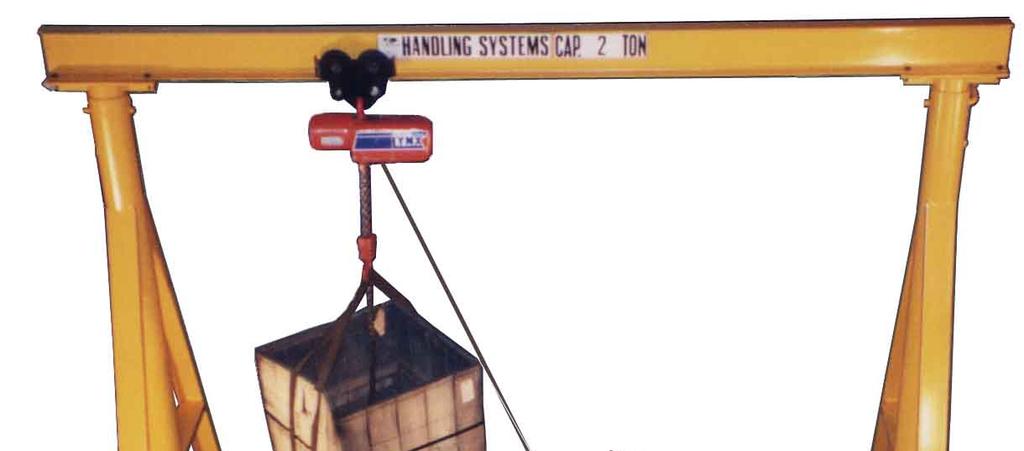 A gantry crane has a hoist in
