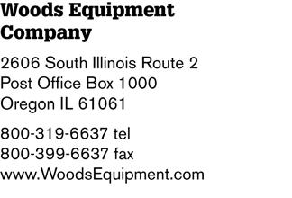 WARRANTY (Replacement Parts For All Models Except Mow n Machine TM Zero-Turn Mowers) Woods Equipment Company ( WOODS ) warrants this product to be free from defect in material and workmanship for a