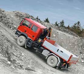 tipper vehicle requires. Top class i the medium class, that s the MAN TGM i the segmet from 12 to 18 toes as 4x2 with 12, 15, 18 ad 19 toes, ad also as 4x4 with 13 ad 18 toes ad 6x4 with 26 toes.