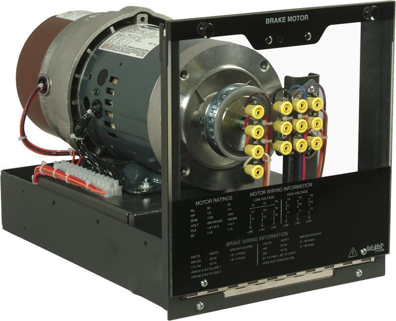 The motor is dual voltage and can operate at either a low-voltage or a high-voltage setting.