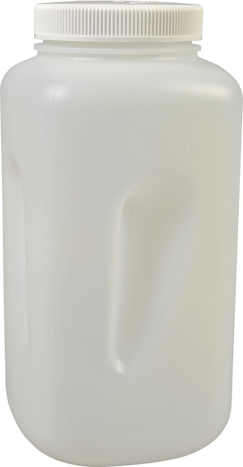Plastic Bottle 76768-00 The Plastic Bottle is an easy-grip translucent high-density polyethylene bottle with a capacity of 4 liters (1 gal), supplied by