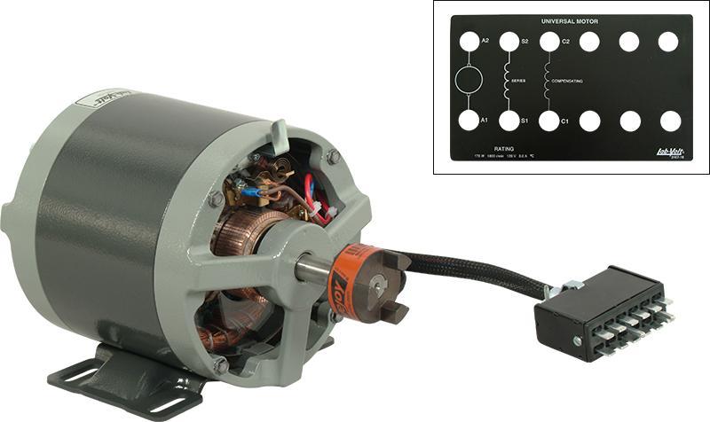Universal Motor (Optional) 3167-15 The Universal Motor has exposed commutator bars and adjustable brushes to allow students to study the effect of armature reactions and commutation while the machine