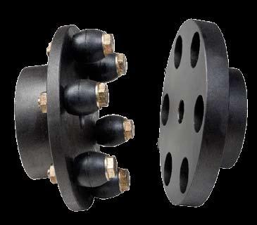 RATHI B-Flex, Pin and Bush Coupling RATHI RB Pin and Bush couplings are sold in 7 sizes. The barrel shaped flexible elements are ideal for compensation of misalignment, because they provide max.