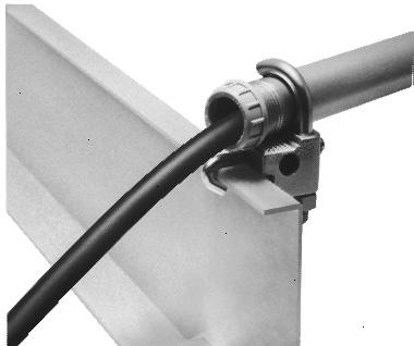 LCC/LCCF cable tray conduit clamps: provide a means of clamping metal conduit (rigid steel or aluminum, IMC and EMT) to cable tray to provide for the exit of power and/or control cables from tray
