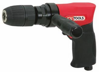 Pneumatic pistol grip drill Low rotation speed With quick release chuck capacity 0-13 mm Suitable for continuous duty Ideally suited for working with hard to machine materials For spot