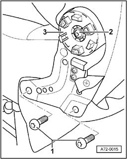 Page 14 of 23 72-14 - For vehicles with seat heaters, disconnect harness connector under seat and detach from brackets. - Remove bolts -1- (4x).