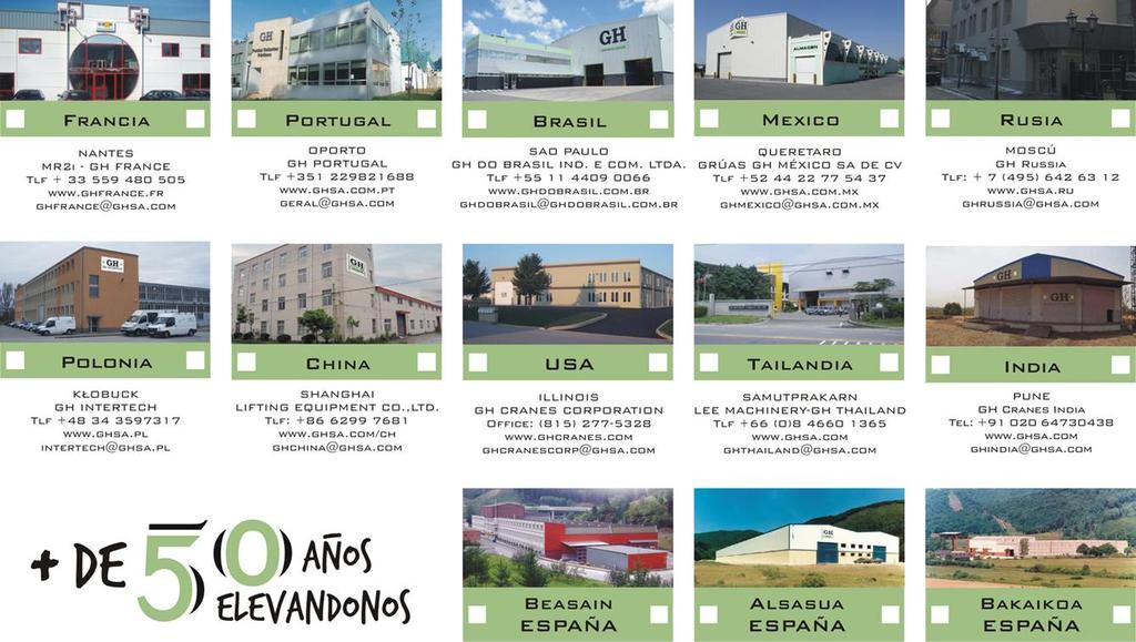 14. MANUFACTURING SITES Industrias Electromecánicas GH, S.A. is a family owned business group (nowadays known as GH Cranes & Components), founded more than 50 years ago in Beasain, Gipuzkoa.