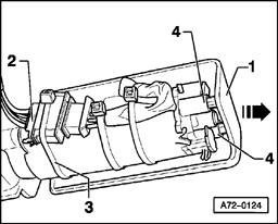72-45 Longitudinal seat adjustment motor (power seat with memory), removing and installing - Remove seat Page 72-9.
