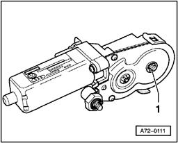 Fig. 2 Preparing backrest adjustment motor - Using a screwdriver, turn