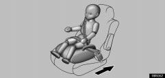 16R052 16R343 Move seat fully back CAUTION A forward facing child restraint system should be allowed to be installed on the front passenger seat only when it is unavoidable.