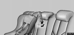 16R275 16R205 2. Fix the child restraint system with the seat belt. Latch the hook onto the anchor bracket and tighten the top strap.